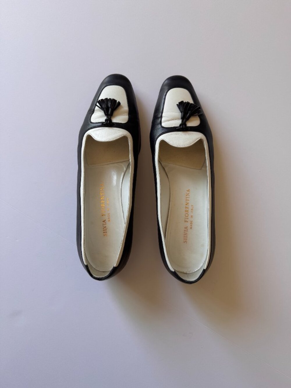 Silvia Fiorentina Navy & White Tassel Leather Loafer size 7.5 – Made in Italy - Picture 2 of 7